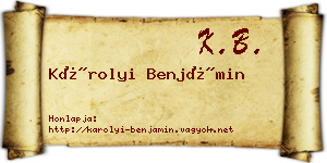 Károlyi Benjámin névjegykártya